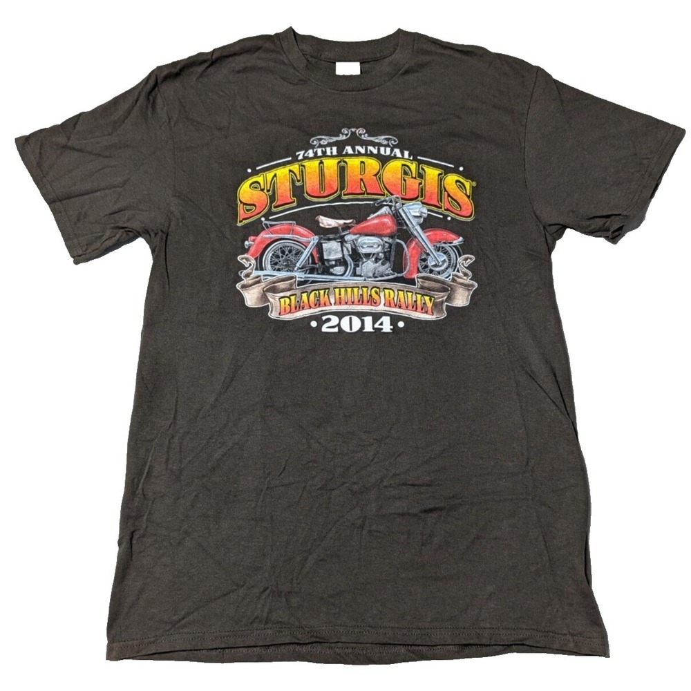 STURGIS 74th ANNUAL BLACK HILLS RALLY 2014 Men Medium Mt Rushmore T-Shirt‎ EUC
